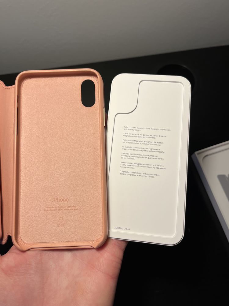 Iphone X apple leather case skóra róż