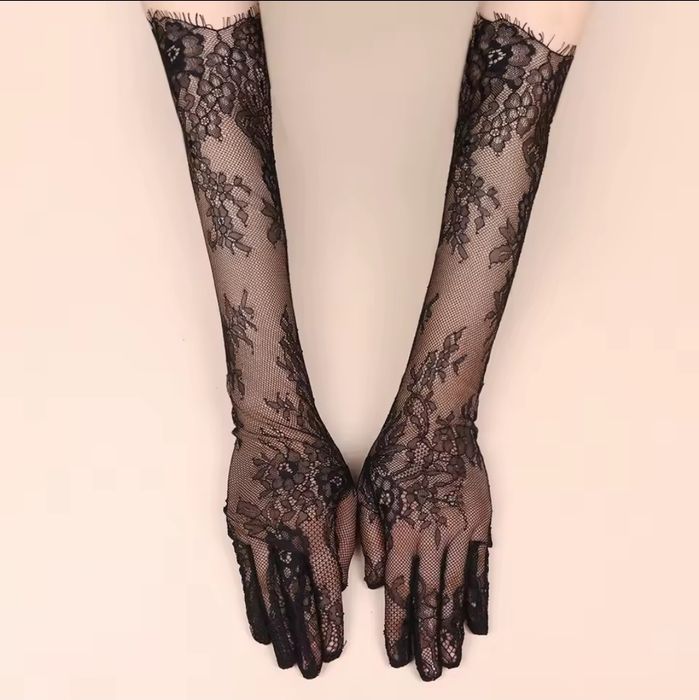 Длинные перчатки кружево атласные шифоновые бар