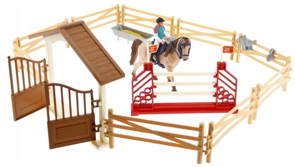 Zagroda Dla Koni Figurka Konik Dżokej Stadnina Zestaw Do Skoków