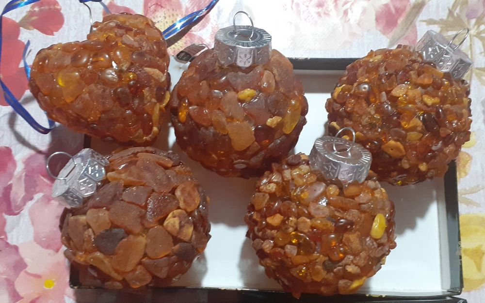 Bombka, bursztyn, na choinkę