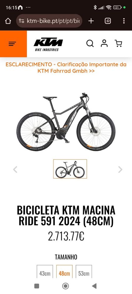 Ktm macina ride 591 eletrica