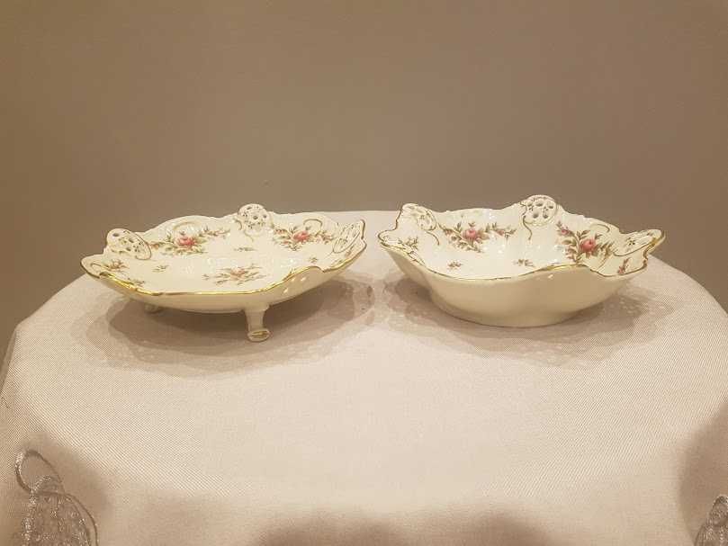 Patera na nogach oraz misa "Moliere Moosrose", porcelana Rosenthal