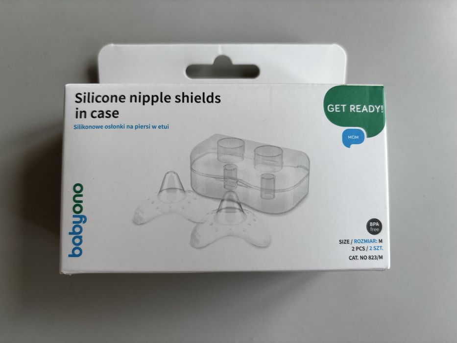 NOWE BabyOno Natural Nursing, osłonki na piersi, silikonowe M