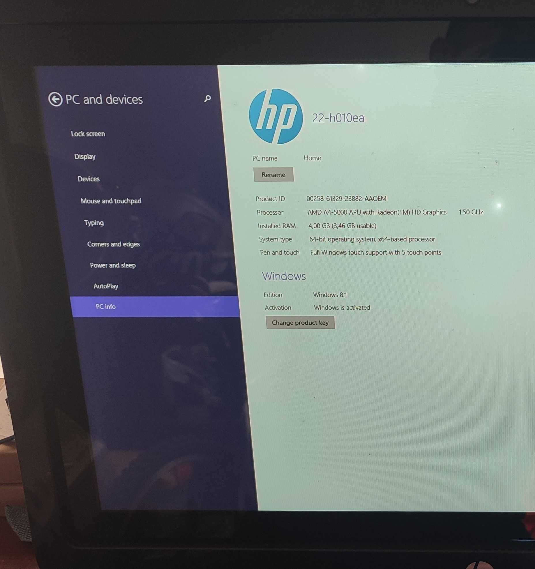 Computador HP Pavilion 22 All-in-one usado c\defeitos