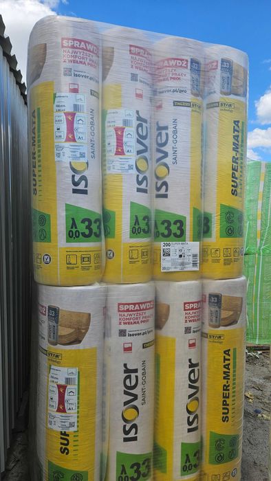 ISOVER Wełna Mineralna Super-Mata 0,033 / Różne grubości / Transport