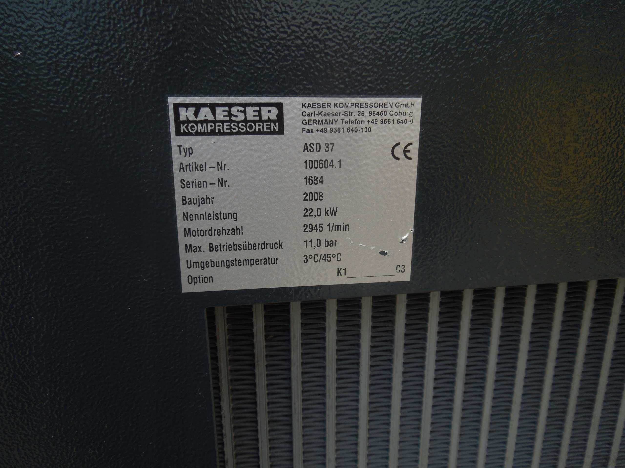 Kompresor śrubowy KAESER ASD37 22Kw 11bar