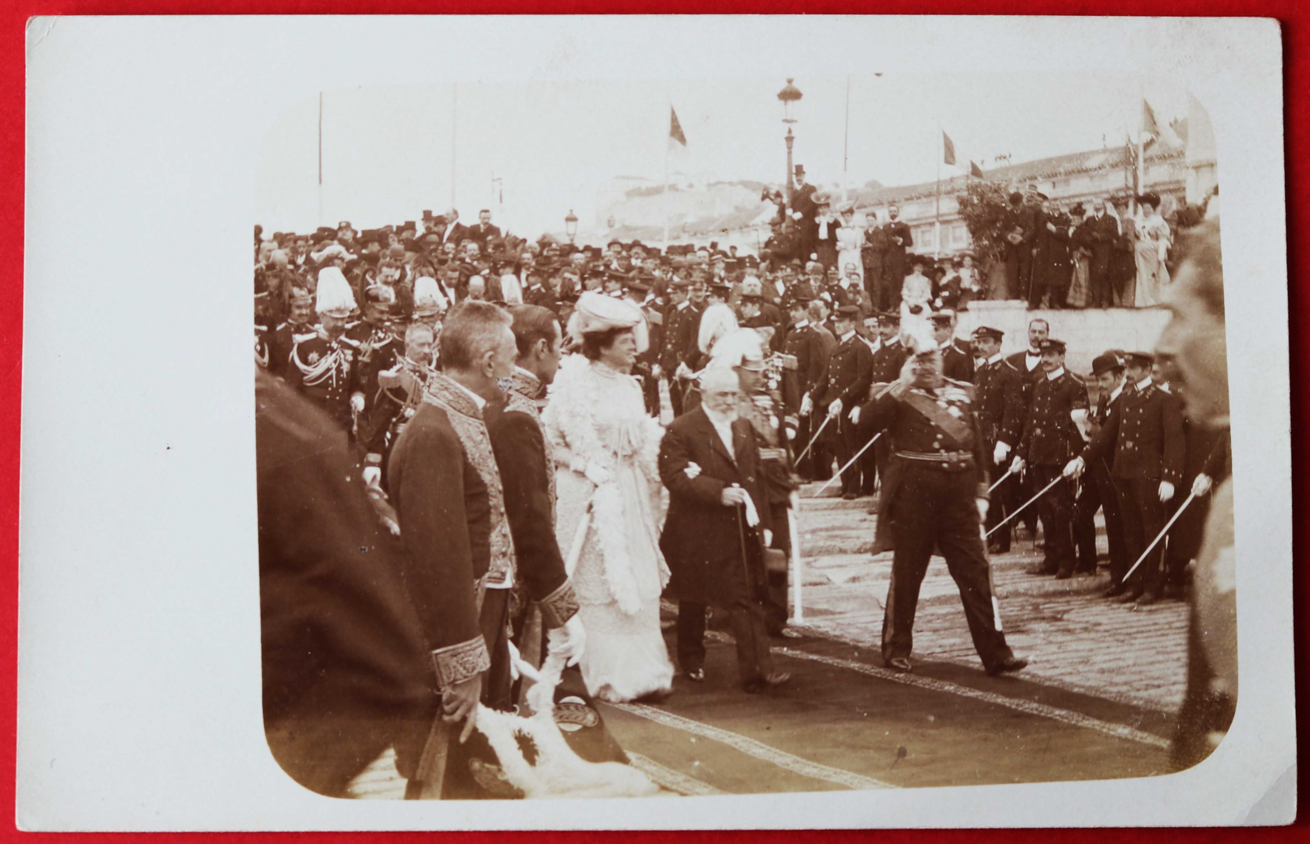 Rainha D Amélia Presidente Loubet e Rei D Carlos Cais Colunas 1905