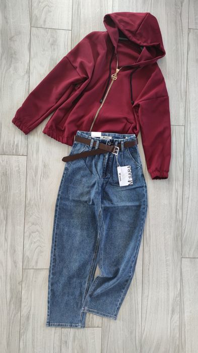 Spodnie jeansowe z paskiem m.sara XS-XL