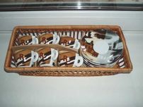 6 кофейных пар эспрессо фарфор набор подарок корзинка
