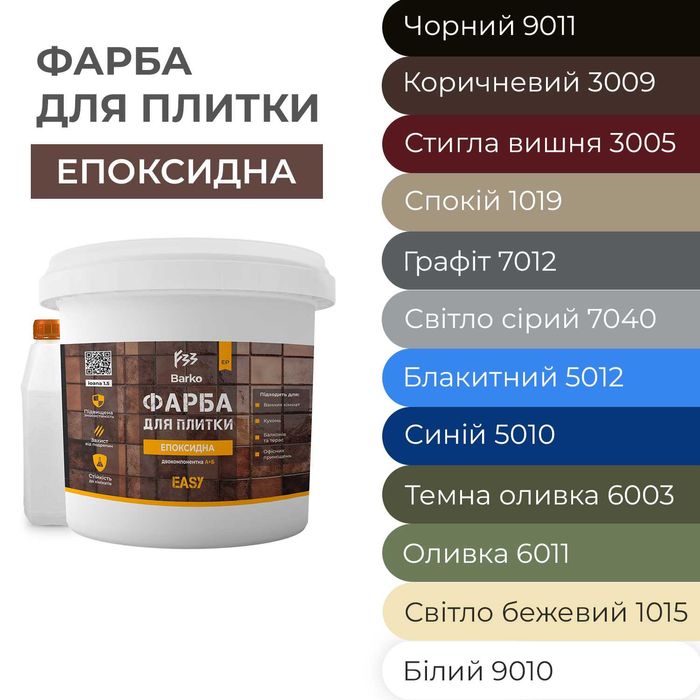 Епоксидна фарба для плитки Barko, без передоплат