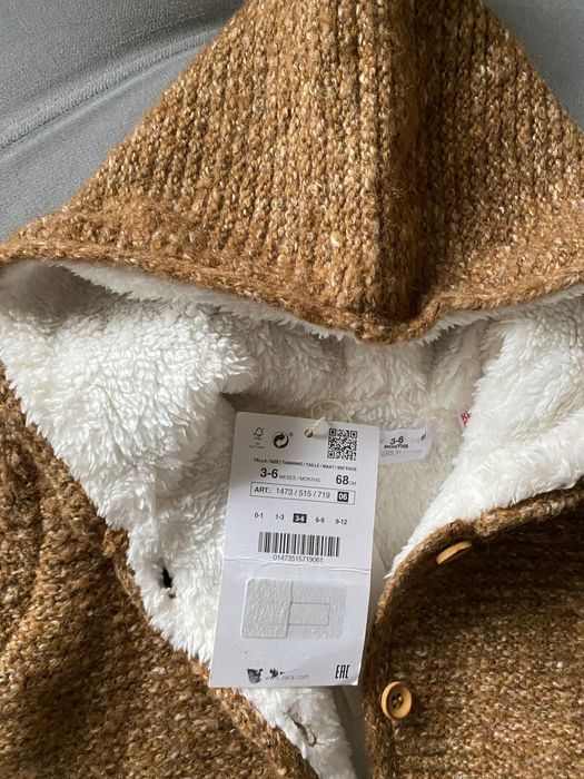 Sweterek kurtka dziecięca ZARA nowa z metka rozmiar 68 z kapturem