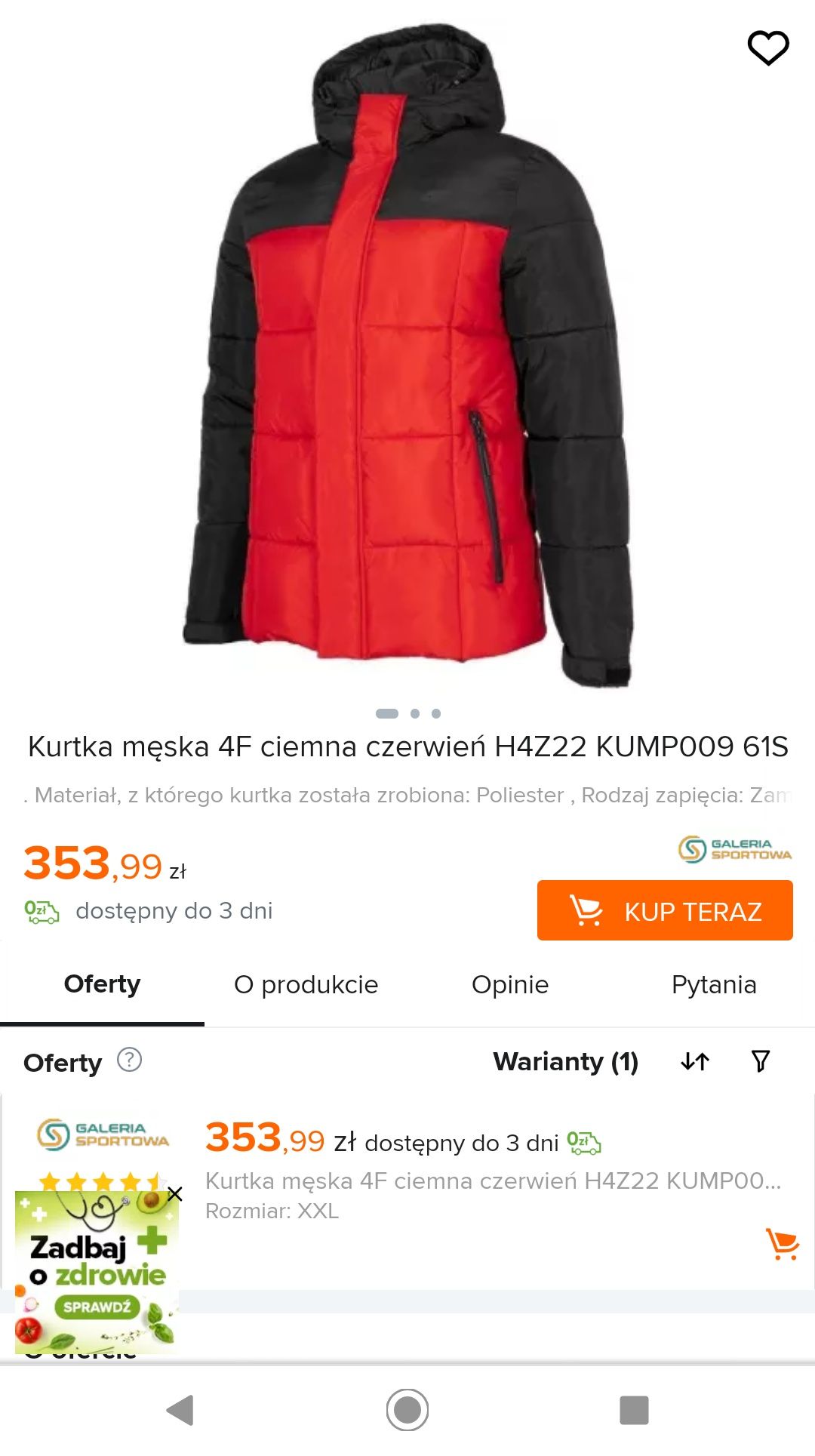 Kurtka męska zimowa 4f