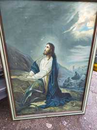 Sprzedam dużych rozmiarów obraz Chrystusa olejny na płótnie