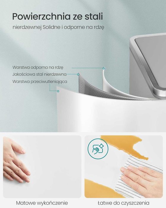 Kosz na śmieci 2x30L z 15 workami na śmieci, miękki zamknięcie WADA