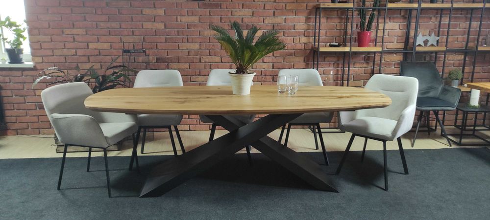 stół lity dąb owal 230x100 zacięta krawędź producent dostępny od ręki