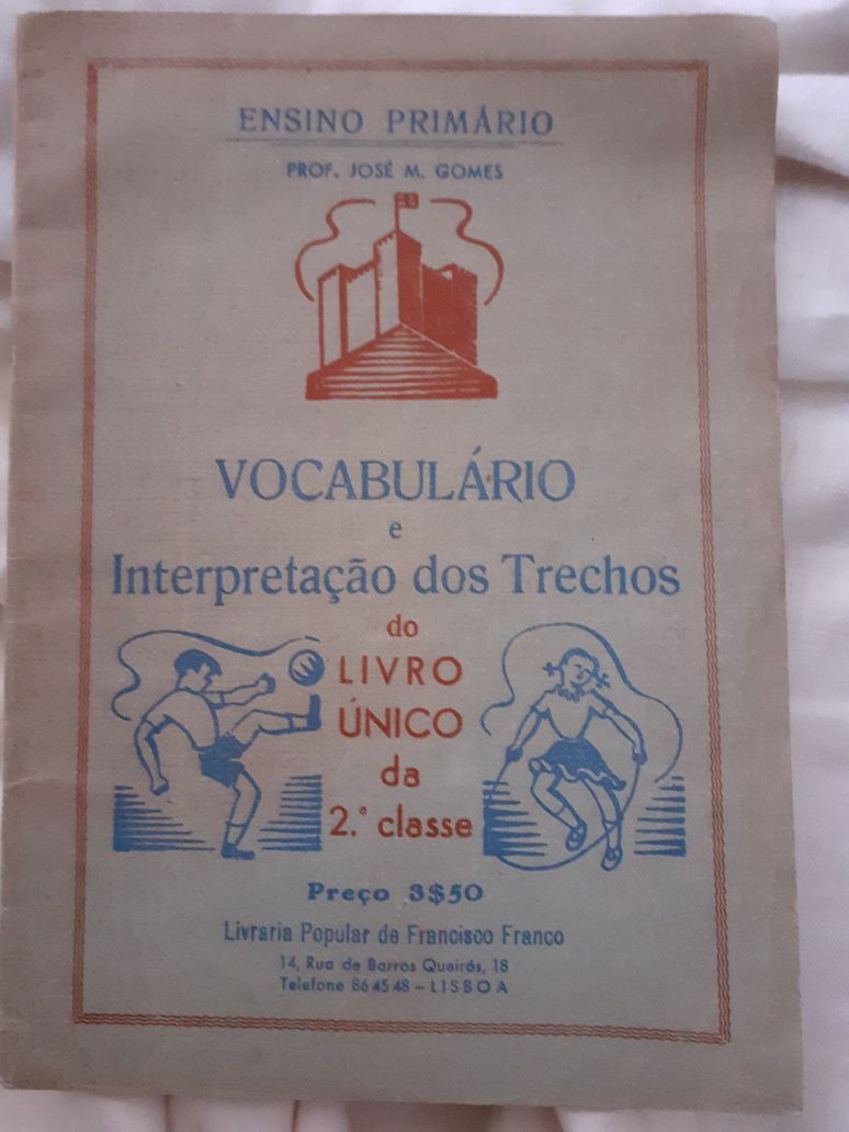 Livros escolares antigos Aritmética e Geometria/Gramática e Vocabulári