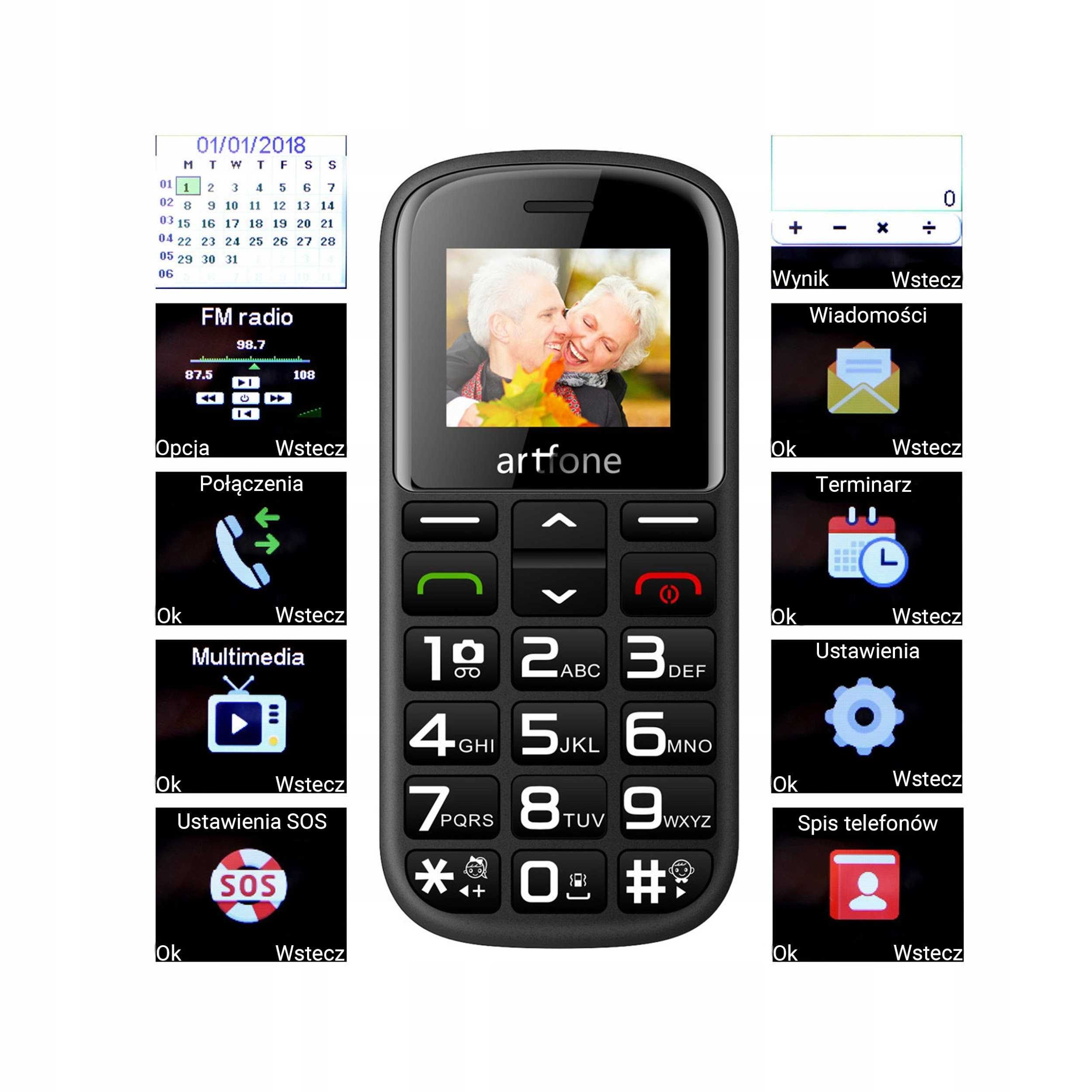 telefon komórkowy dla seniora z przyciskiem sos duże klawisze sim gsm