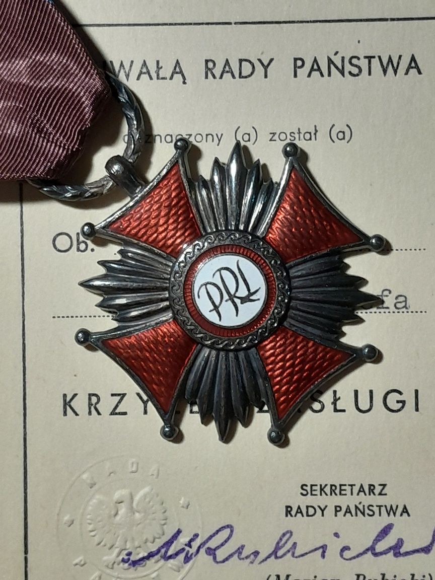 Srebrny Krzyż Zasługi PRL + legitymacja z 1955