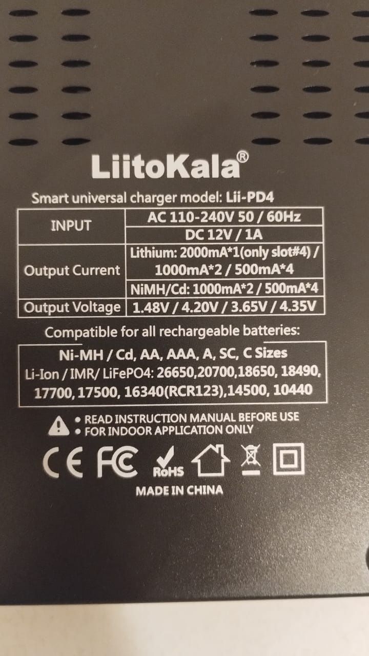 Ładowarka akumulatorów NiMH/CD, lion, LitoKala LII-PD4