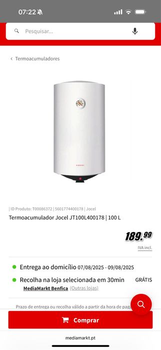 Termoacumulador novo