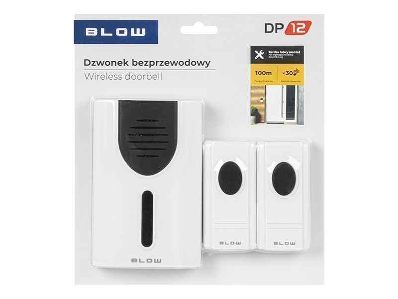 Dzwonek bezprzewodowy do drzwi 30 melodyjek + 2 nadajniki Blow DP-12