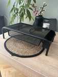 Czarna podstawka pod monitor ikea z szufladka