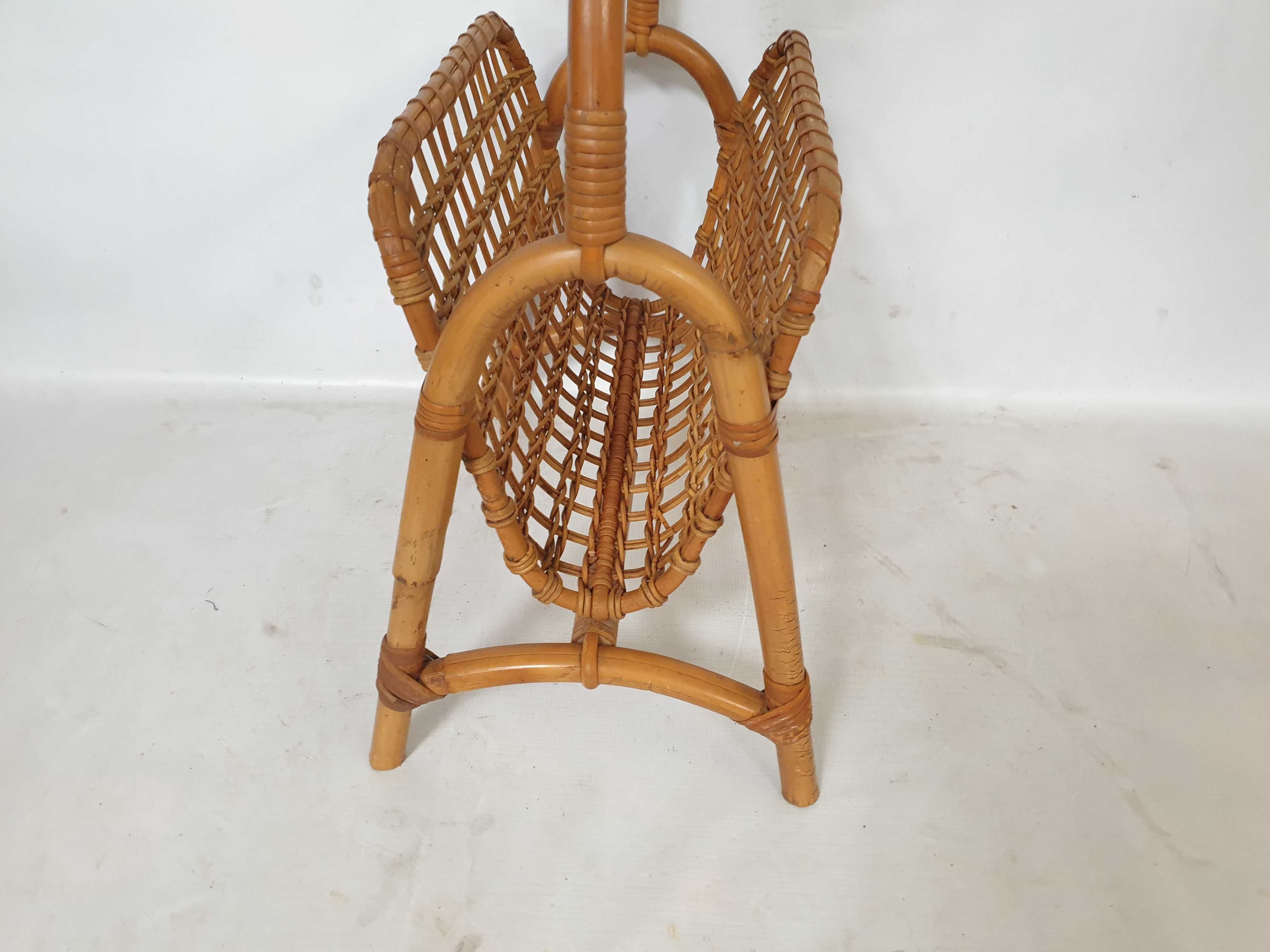 gazetnik kosz bambusowy vintage masywny
