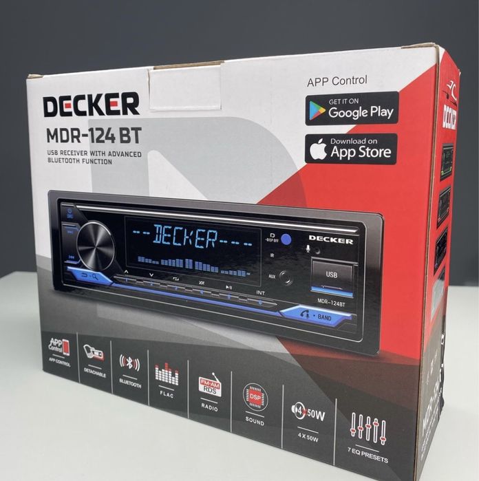 Процессорная автомагнитола 1din Decker MDR-124 BT DSP/AUX/USB/