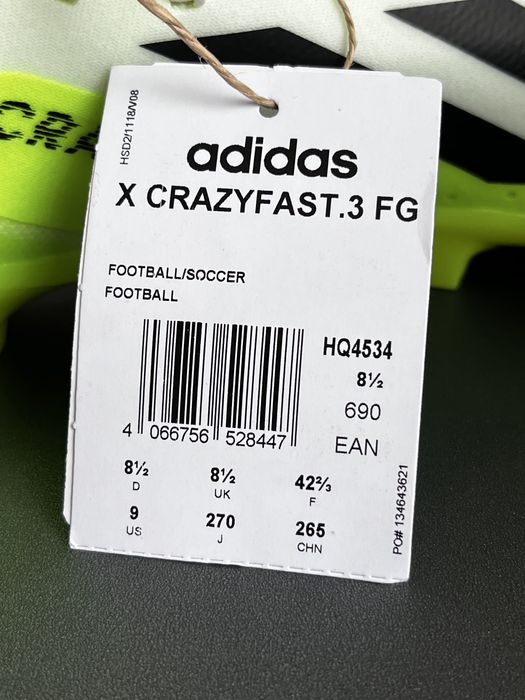 Adidas X Crazyfast оригінал бутси чоловічі розмір 42-42.5 нові HQ4534