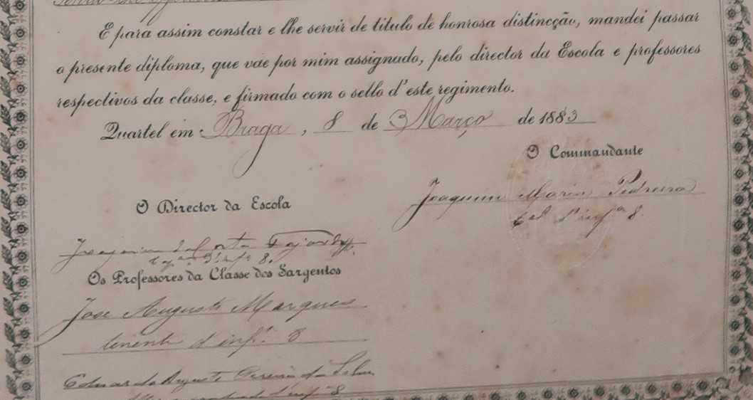 Diploma Regimento D Infantaria nº 8 (1883)