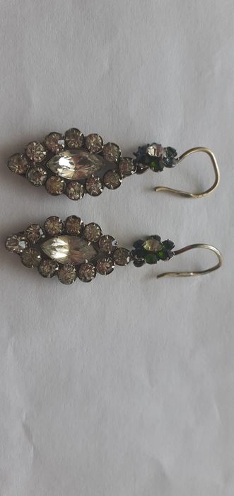 Серьги СССР серебряные 875 проба в позолоте советские с хризолитами