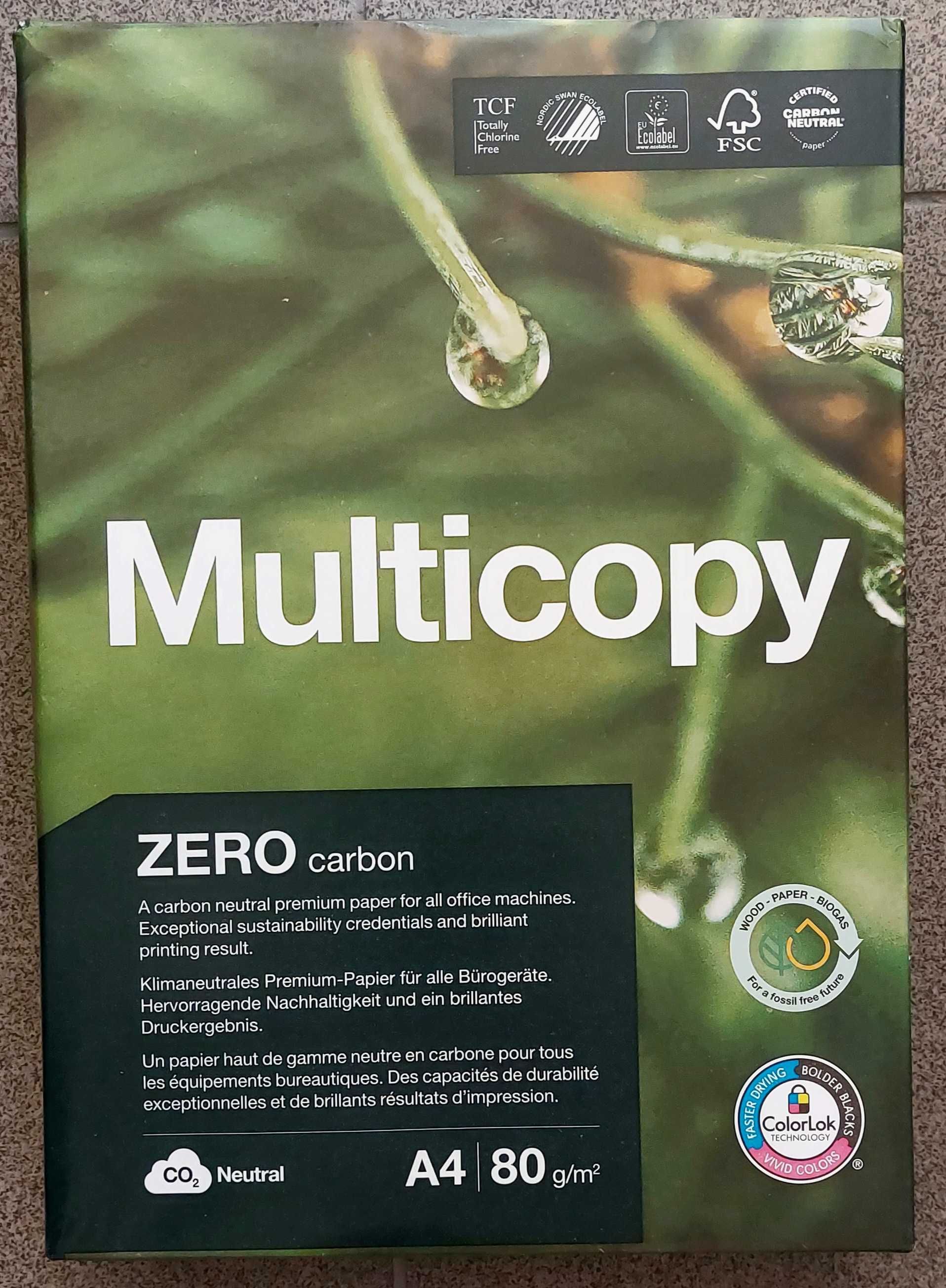 2 ryzy_Papier MULTICOPY ZERO A4 80 g do drukarki I ksero - 2x 500 ark.