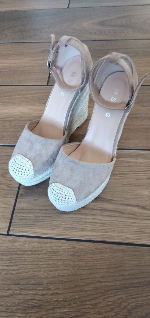 Espadryle beżowe 38/24-24,5 cm Nowe!