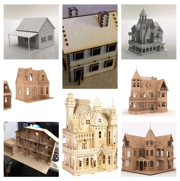 100 Vectores de casas de bonecas para formatos de corte CNC ou a laser