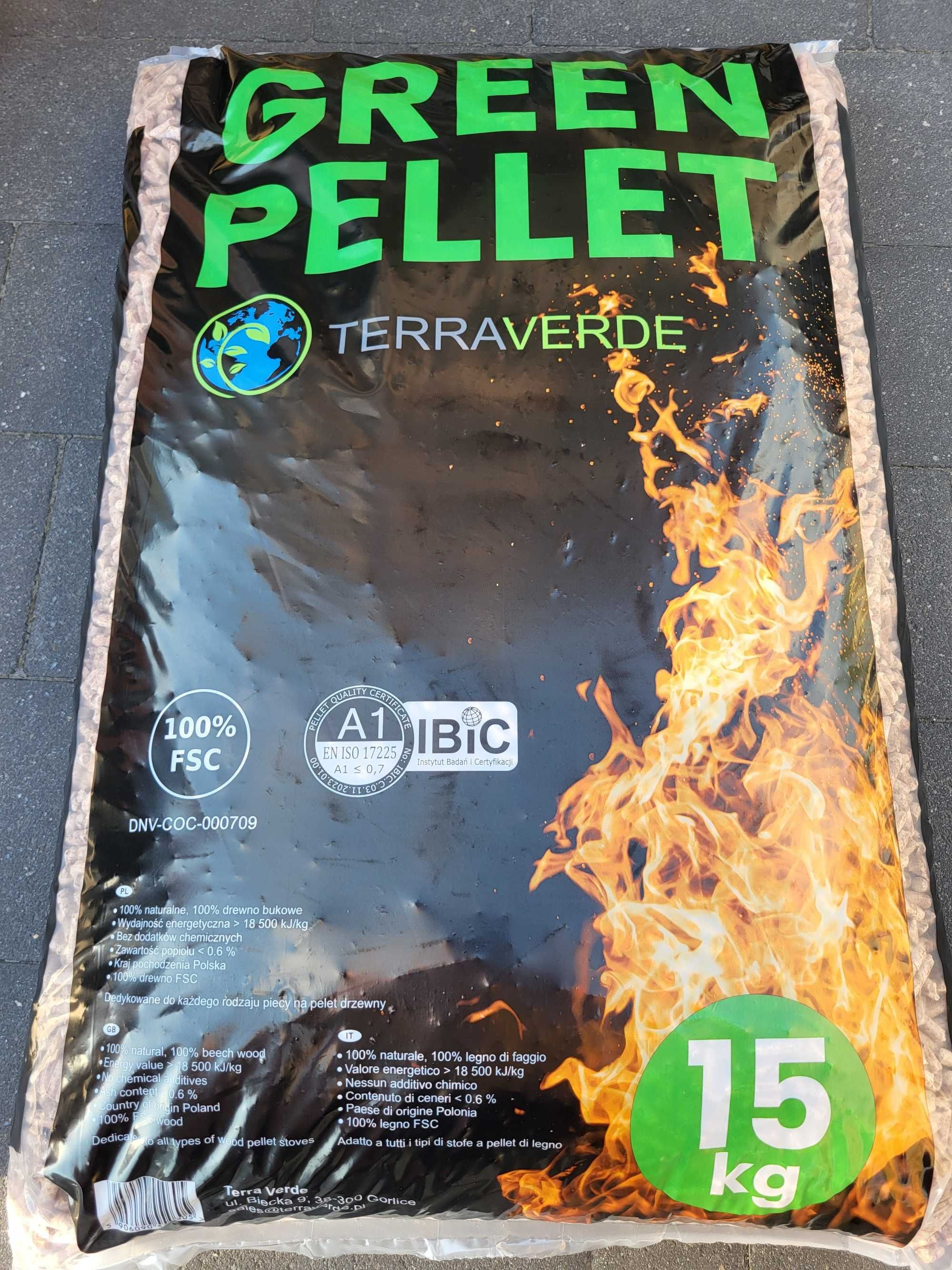 Pellet GREEN certyfikowany 100% polski 100% bukowy dostawa HDS