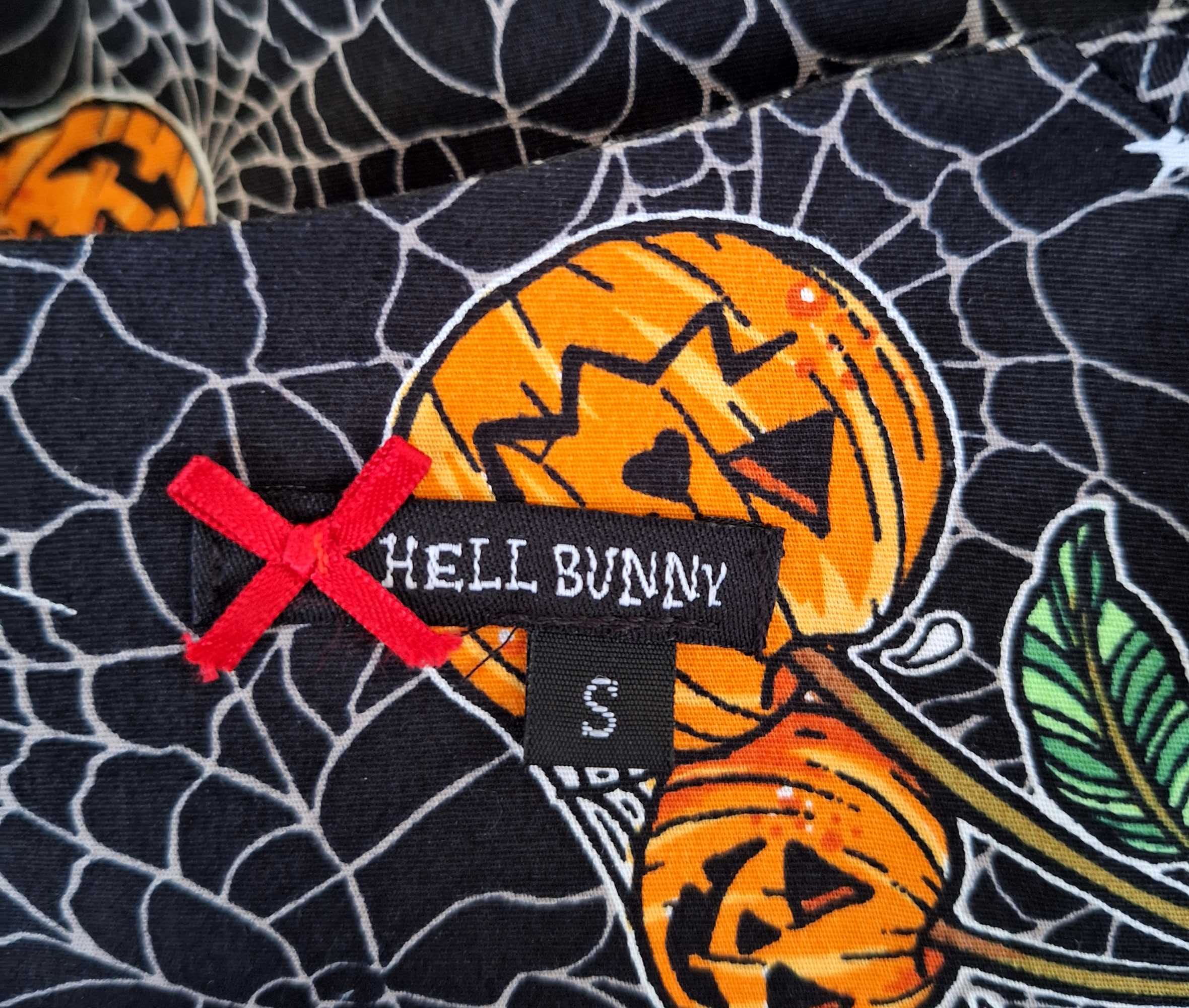 Bawełniana sukienka w dynie sieci i pająki Hell Bunny