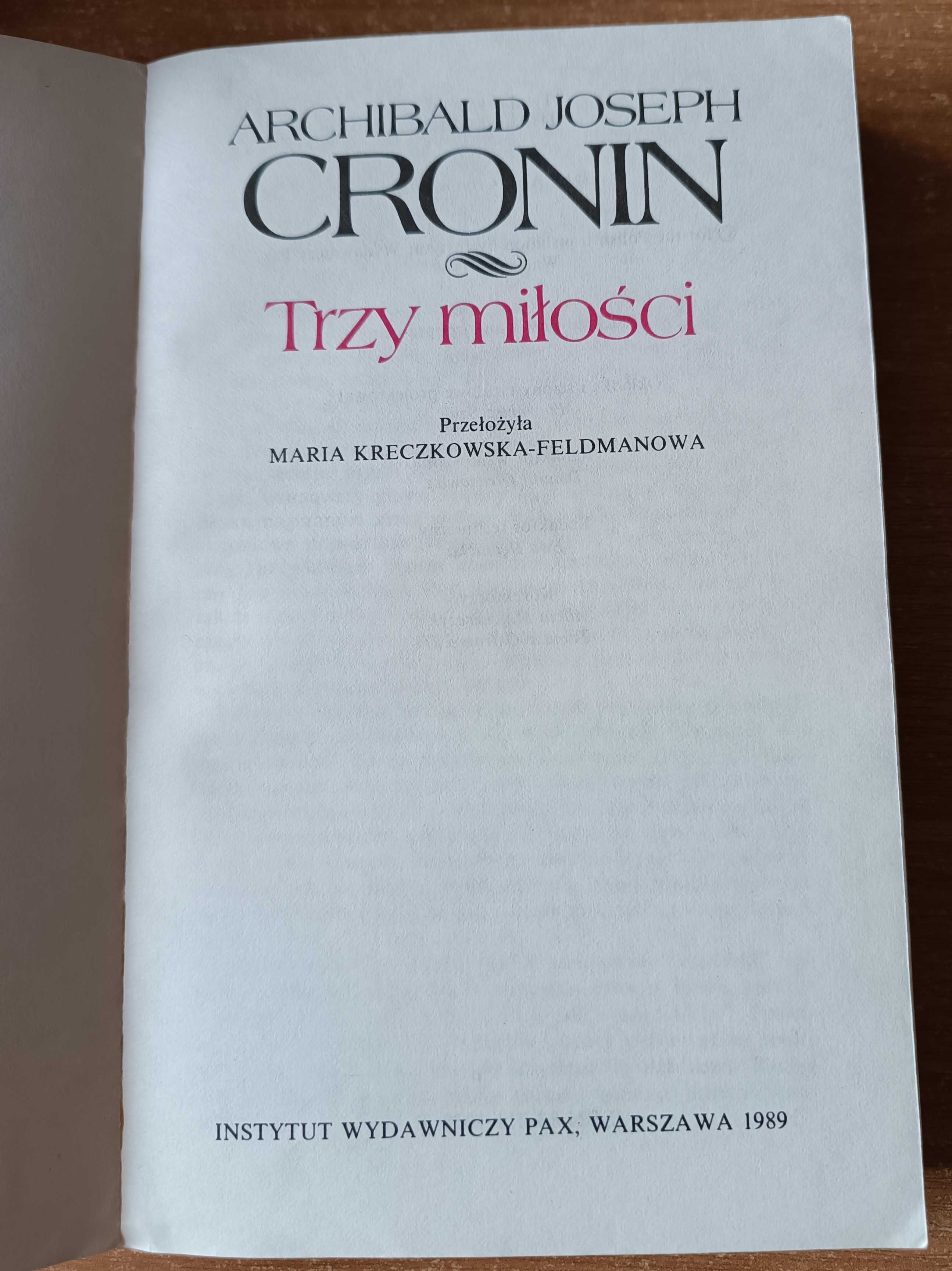 Książka "Trzy miłości" Archibald J. Cronin