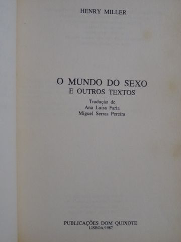 O Mundo do Sexo e outros textos de Henry Miller