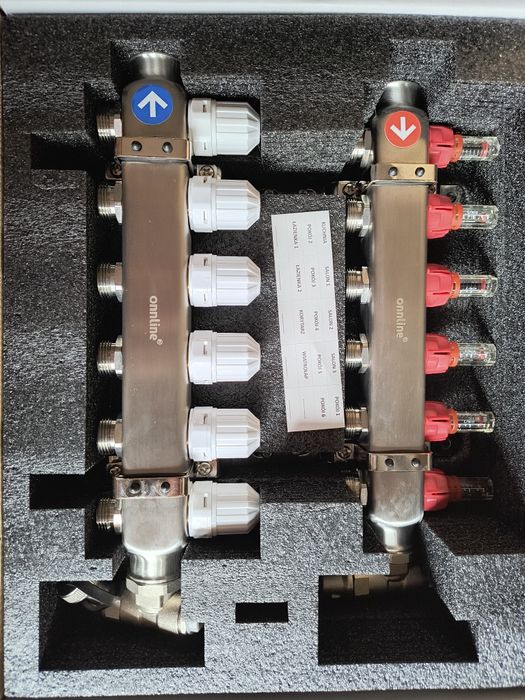 Rozdzielacz 6 sekcji INOX z rotametrami Vesbo