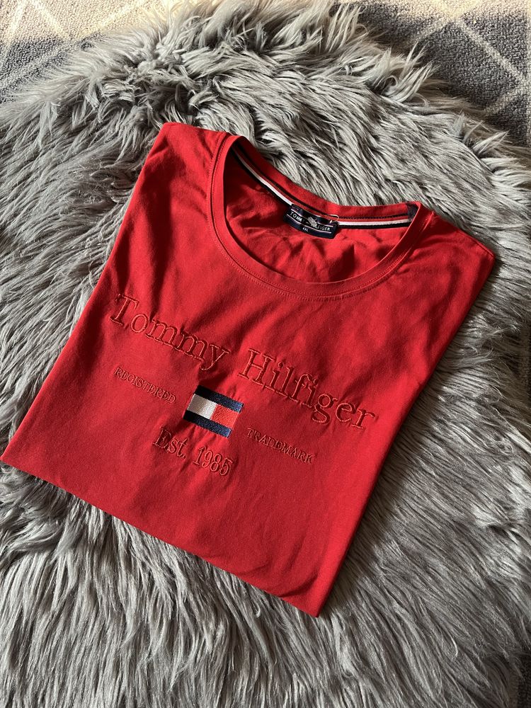 Tommy Hilfiger koszulka t-shirt czerwona logo L/XL