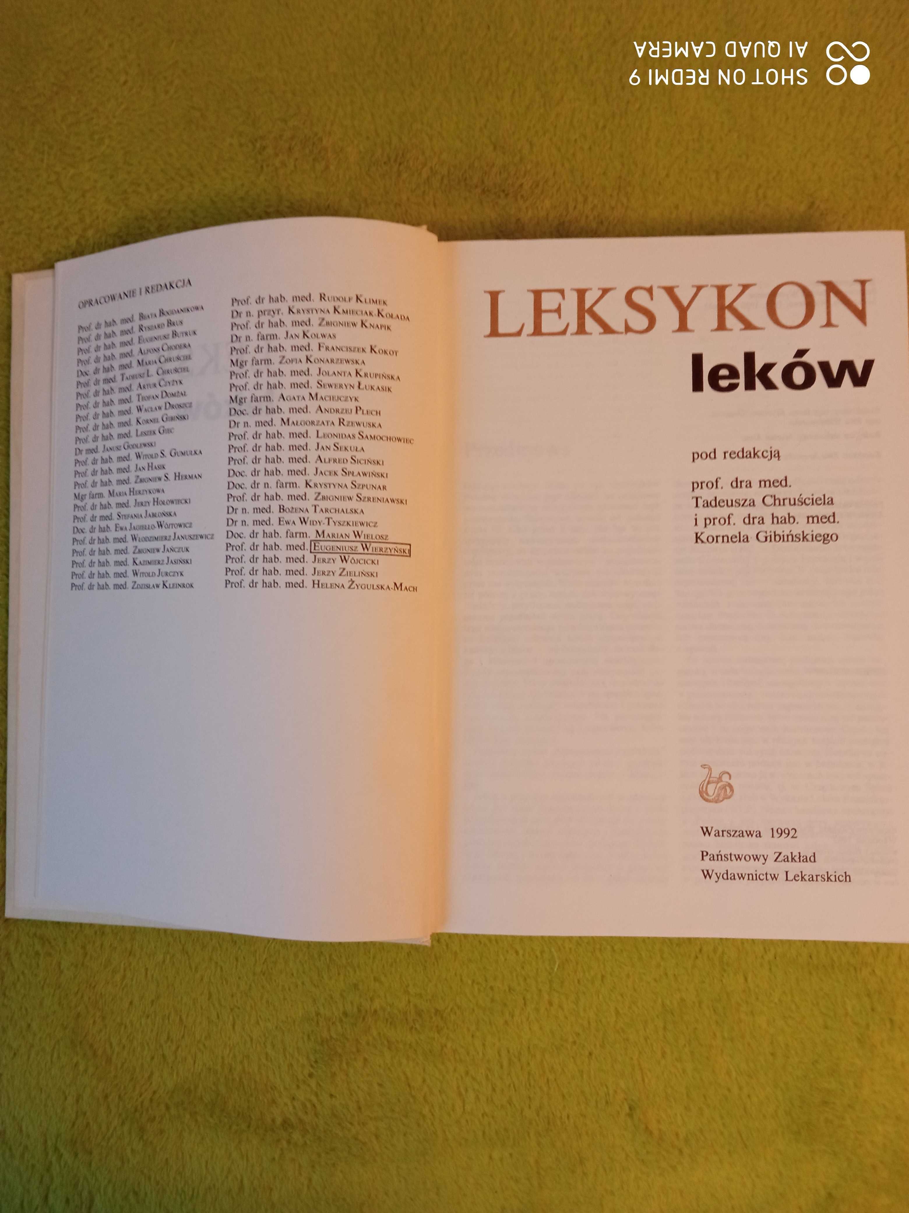 książka "Leksykon leków"  Tadeusz Chruściel, Kornel Gibiński;  1992