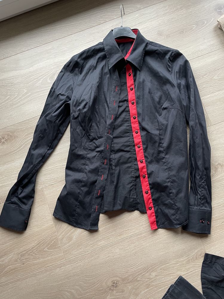 Koszula firmy willsoor czarna rozmiar 36 z  czerwonego na plisie