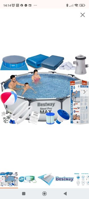 Basen stelażowy bestway 305x76 pompa filtr pokrywa zestaw pro max