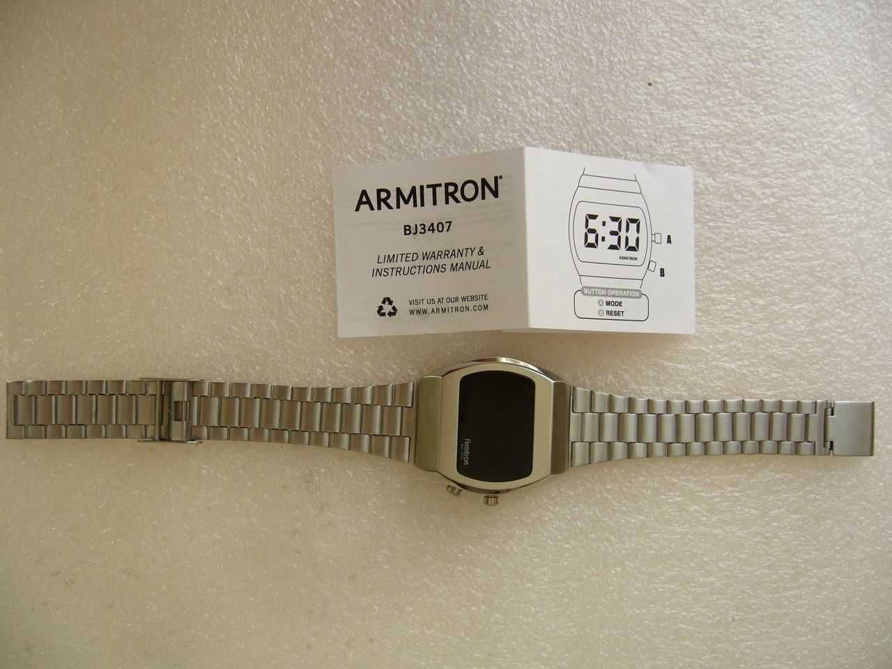 Zegarek retro LED Armitron stal nierdzewna