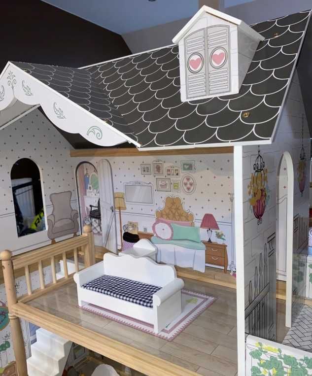 Domek Rezydencja dla Lalek 4 Pomieszczenia Oświetlenie Led 122xm