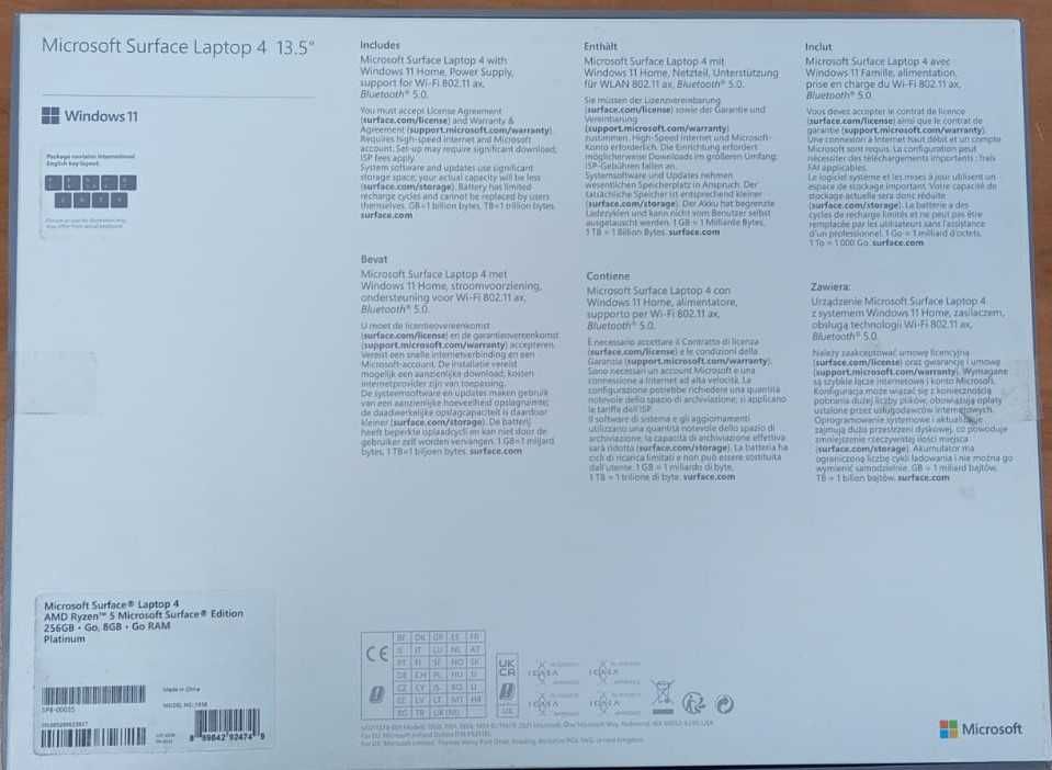 Microsoft Surface Laptop 4 13.5" Ryzen 5/8GB/256GB/Win11 Platynowy