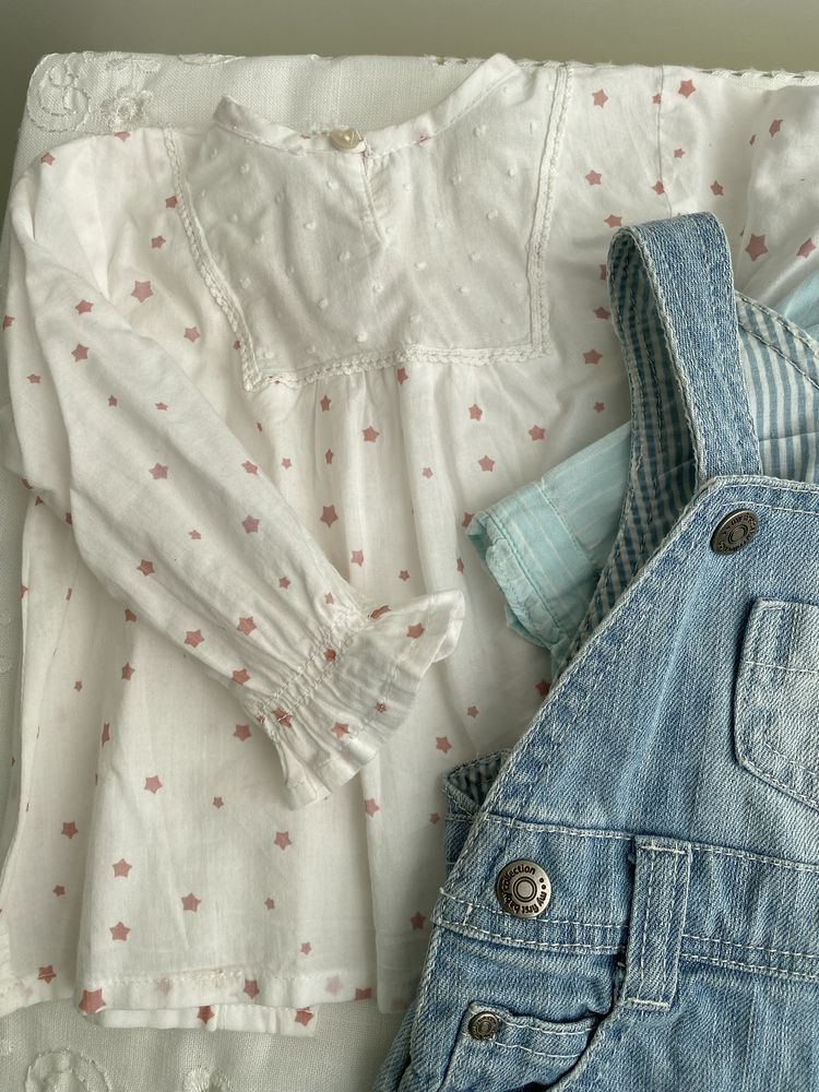 Lanidor Conjunto vestido de ganga e blusas golinhas
