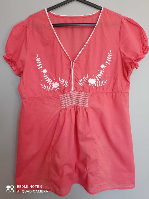 Bluzka tunika ciążowa z haftem krótki rękaw 44/46 XXL/XXXL