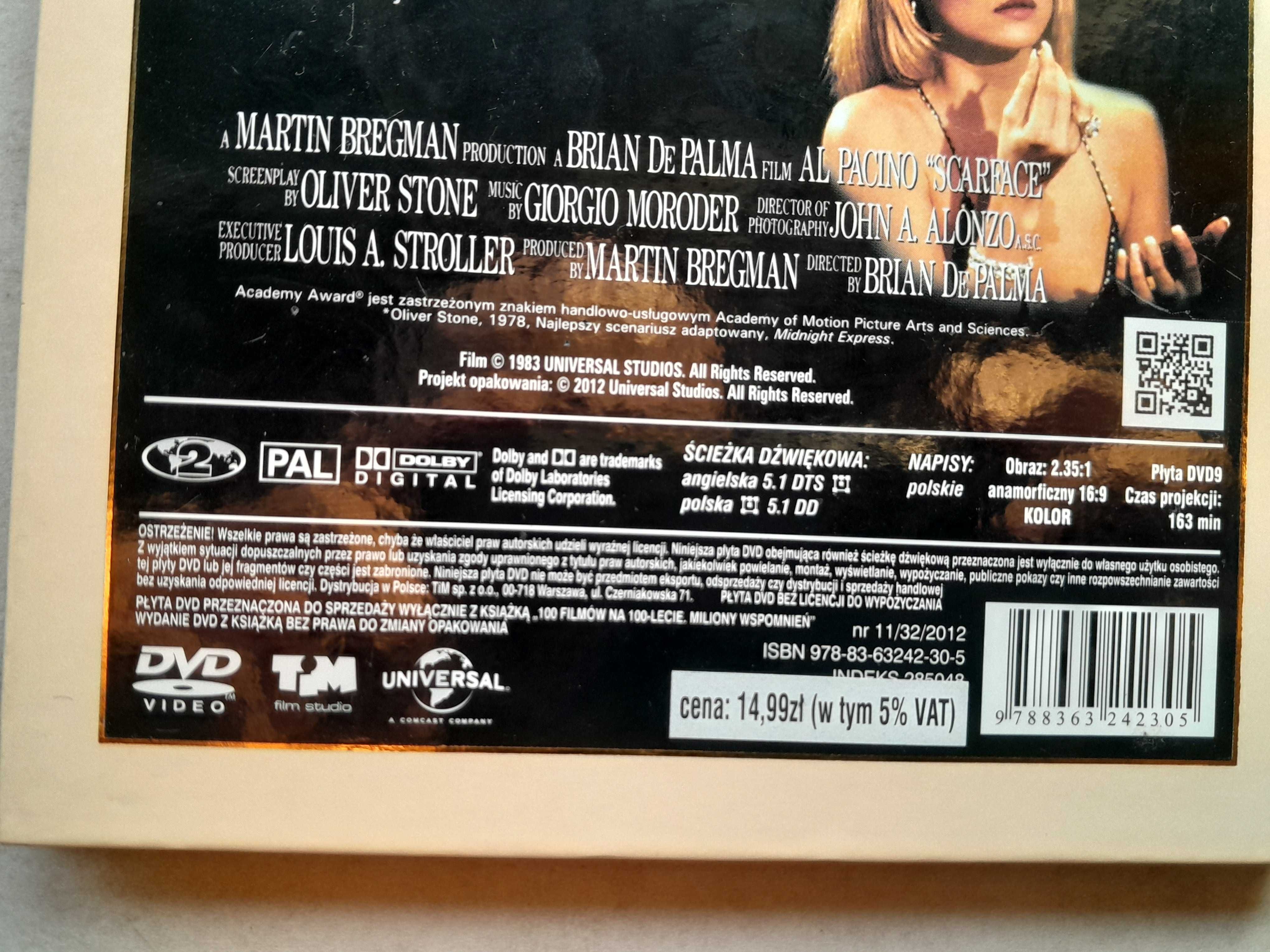 Film Człowiek z blizną Scarface Al Pacino płyta DVD z książką używana