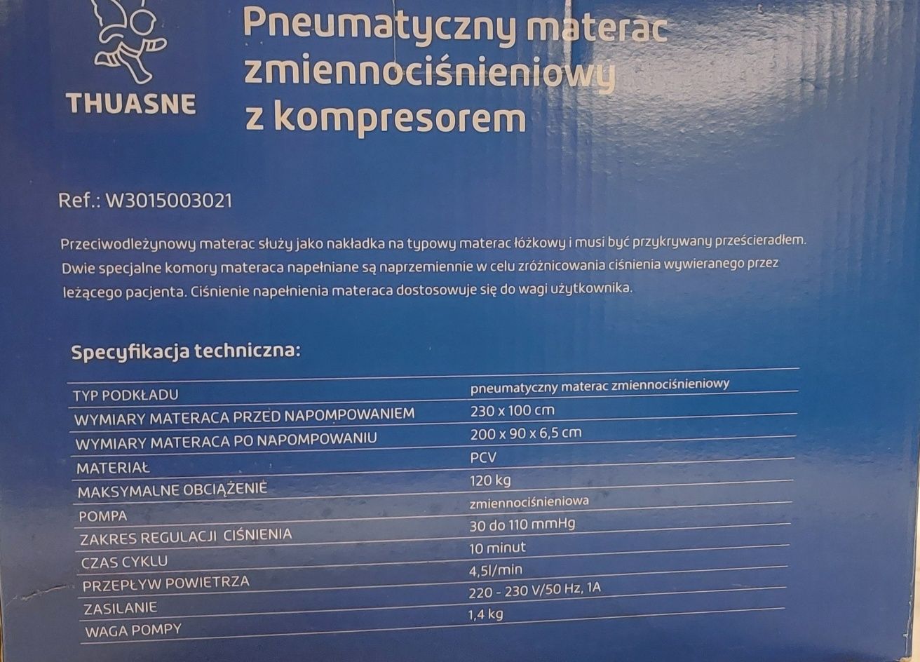 Pneumatyczny materac zmiennociśnieniowy z kompresorem THUASNE